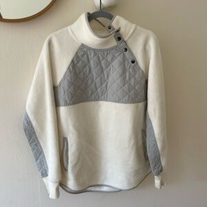 Abercrombie & Fitch Cream and Gray Fleece Pullover